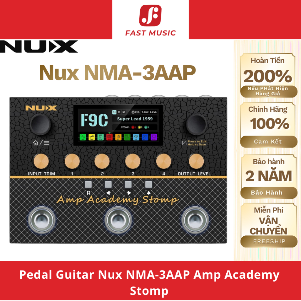 Bộ Xử Lý Guitar Pedal Guitar Nux NMA-3AAP Amp Academy Stomp Chính Hãng