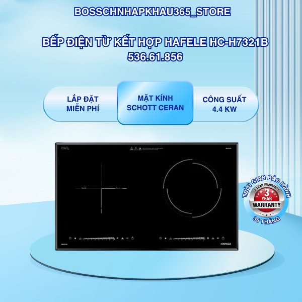 Bếp Điện Từ Kết Hợp Hafele HC-H7321B 536.61.856 – Công Suất 4.4kW – Xuất Xứ Malaysia – Bossch365
