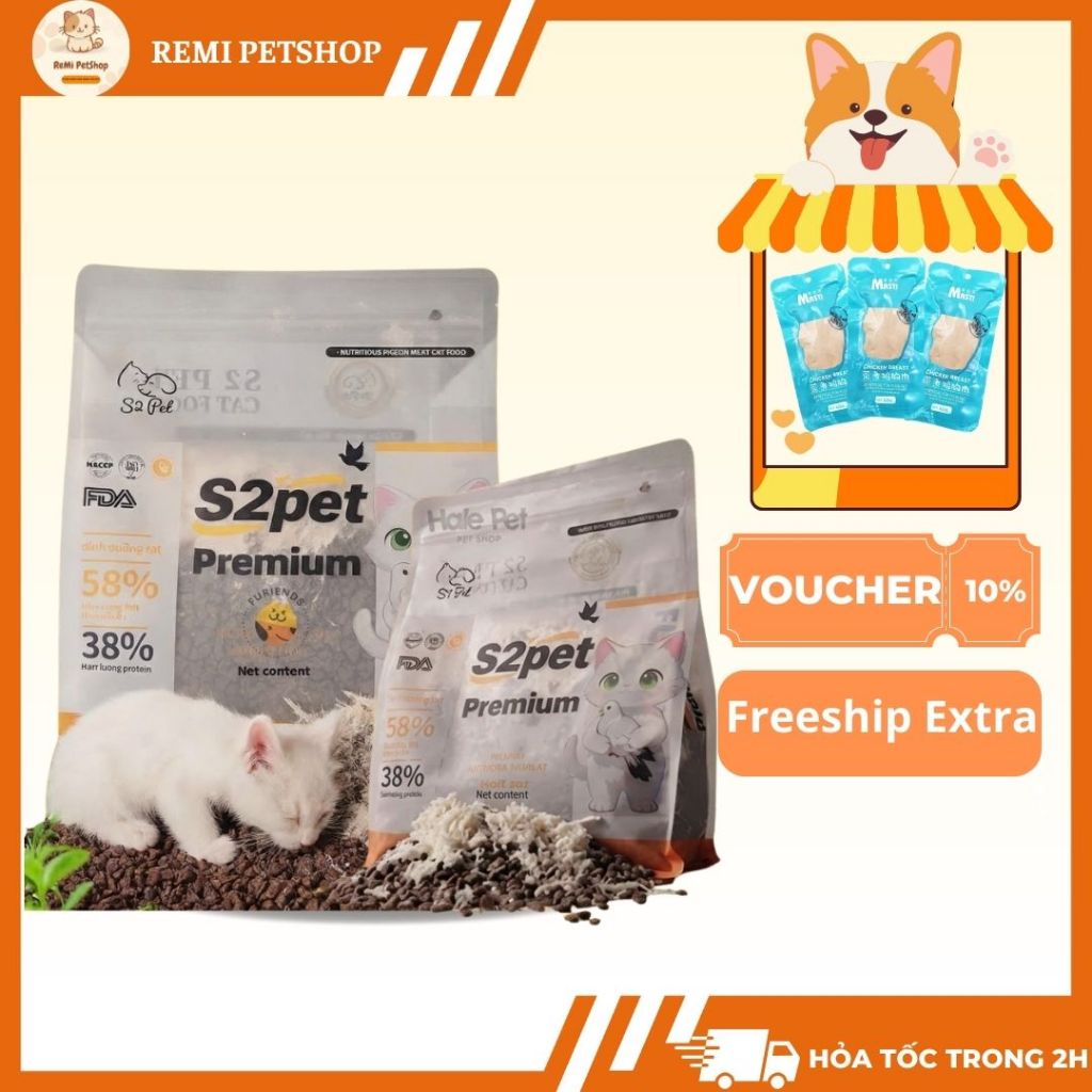 Hạt S2pets Premium Siêu Ruốc Cho Mèo Kén Ăn - Hạt Trộn Chà Bông Thơm Ngon, Đầy Đủ Dinh Dưỡng