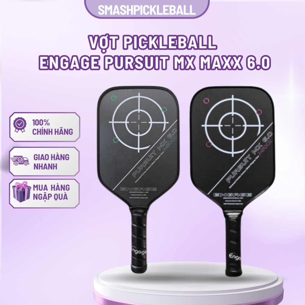Vợt Pickleball Engage Pursuit MX Maxx 6.0 Chính Hãng – Vợt Carbon Cao Cấp, Tấn Công Mạnh & Tạo Xoáy 