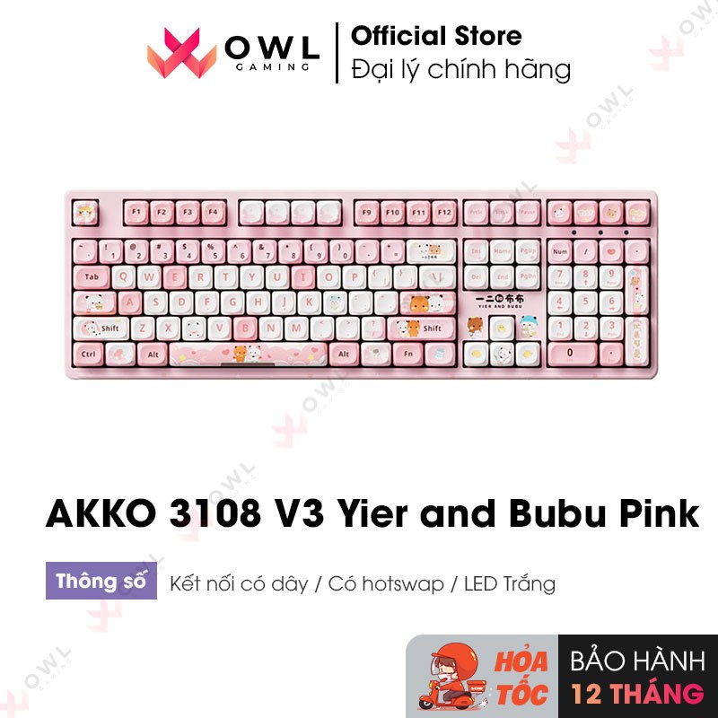 Bàn phím AKKO 3108 V3 Yier and Bubu Pink (hàng chính hãng)
