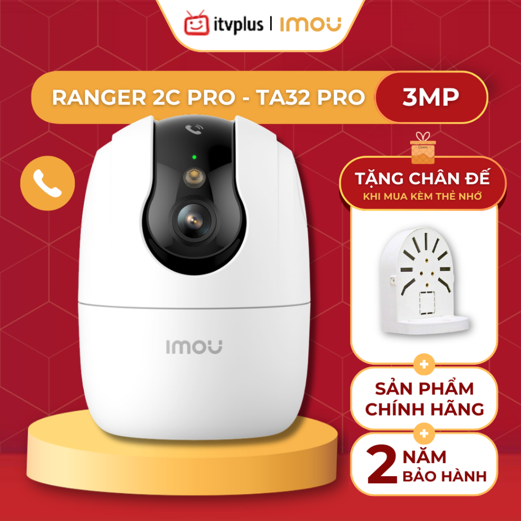 Camera trong nhà IMOU Ranger 2C TA32 & TA52 PRO - Quay quét 360, Tích hợp nút Gọi - IPC-TA32-PRO