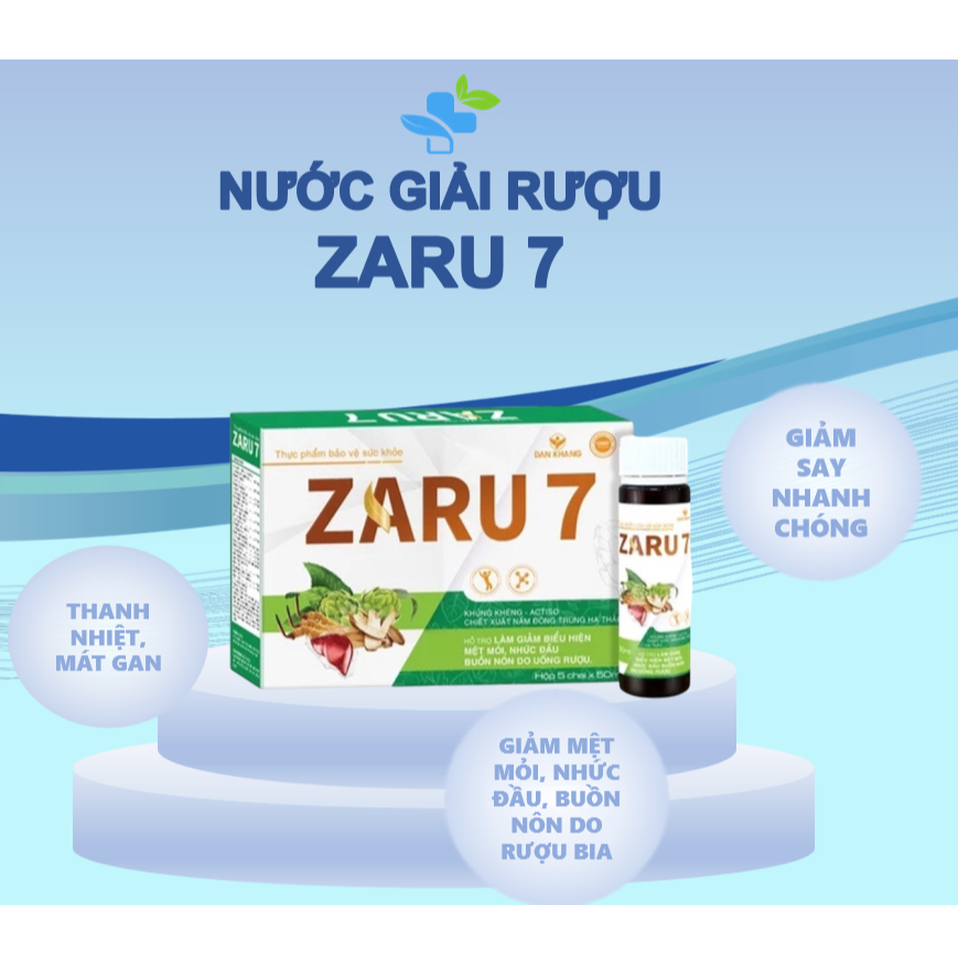 Nước Giải Rượu Zaru 7 – Hỗ Trợ Giải Độc, Mát Gan, Giảm Nhức Đầu, Mệt Mỏi, Buồn Nôn (Hộp 5 Chai)