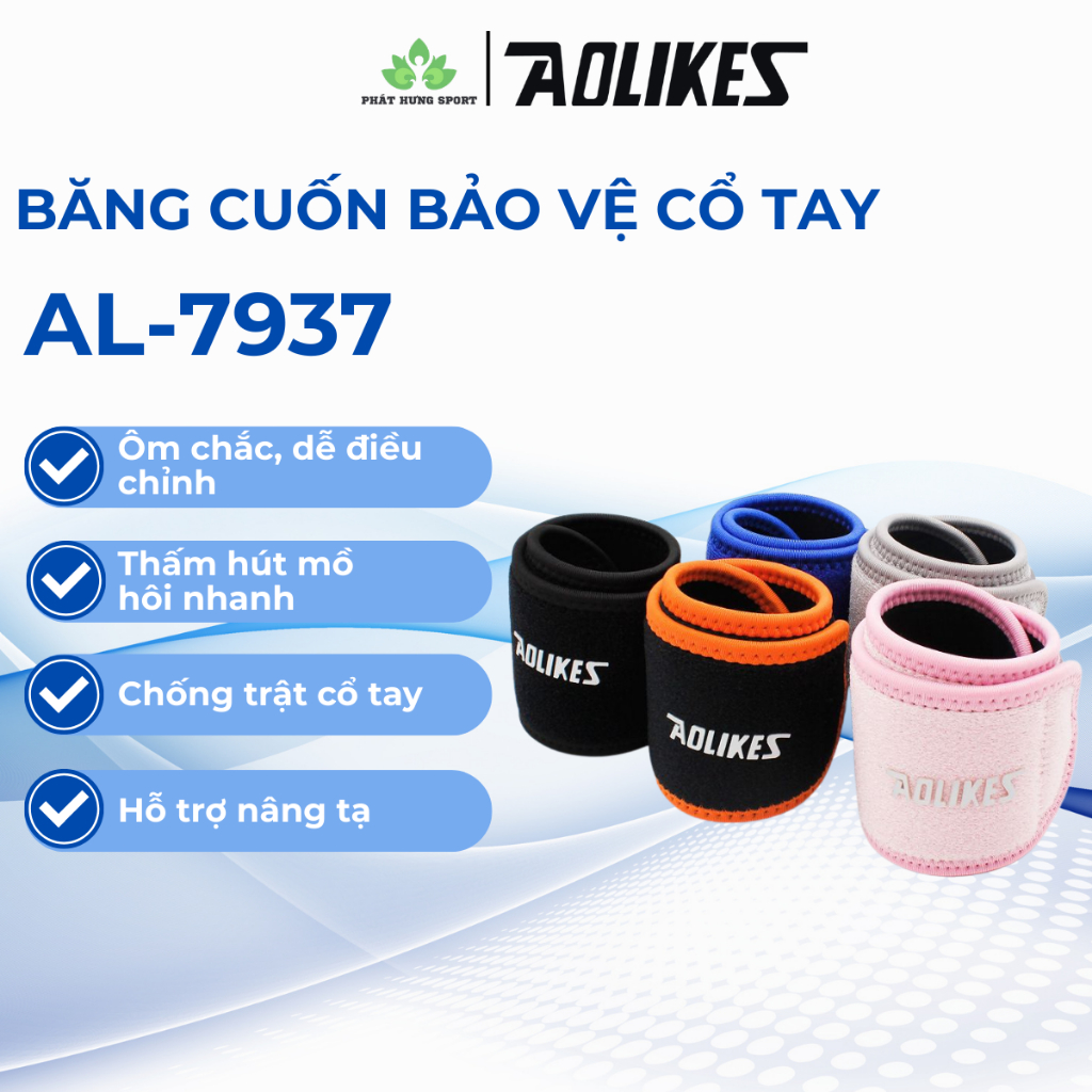 Băng quấn cổ tay Aolikes 7937 Đai quấn bảo vệ cổ tay hỗ trợ nẹp xương ống khớp cổ tay AOLIKES
