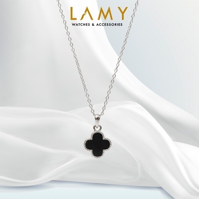 Dây chuyền nữ LAMY Black Onyx Flower Silver 6392