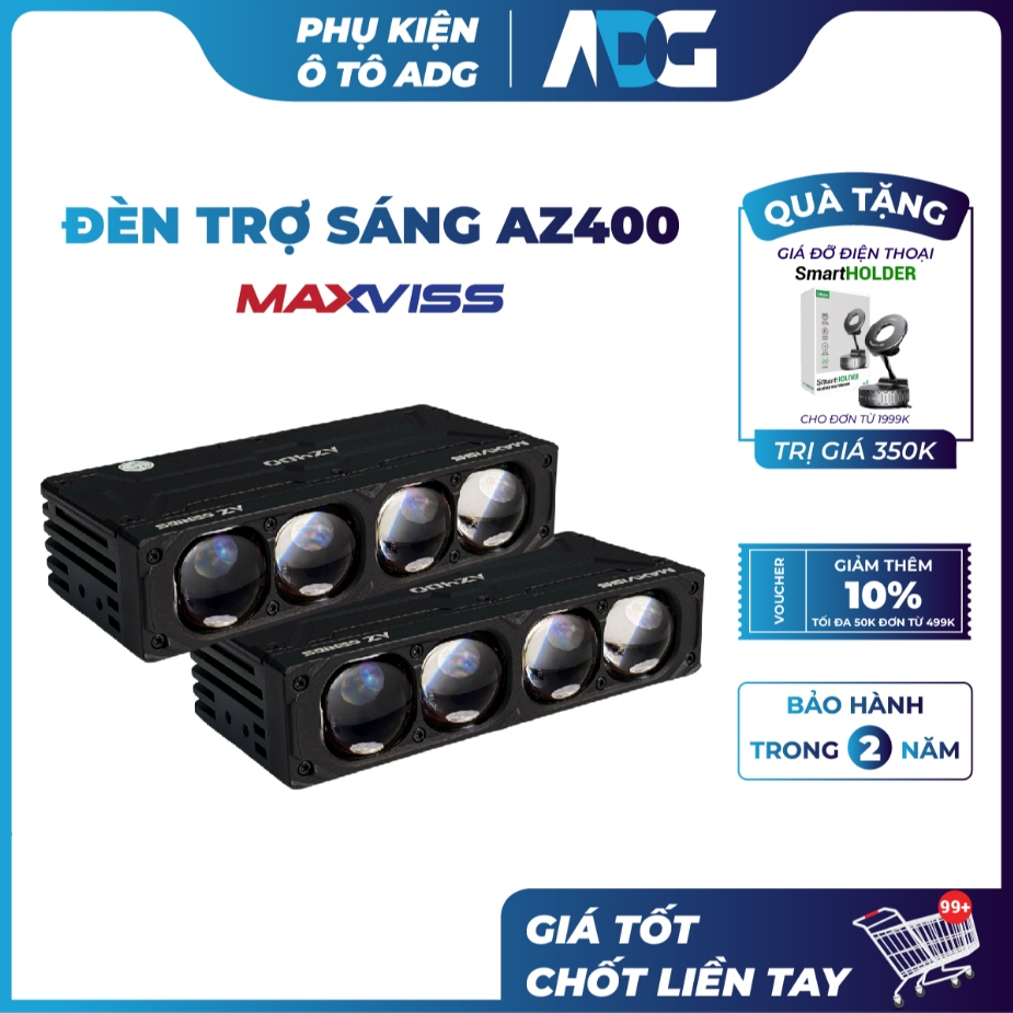 [MUA 1 TẶNG 1] Đèn LED trợ sáng ô tô Maxviss AZ400 - Giữ Zin, Tăng sáng vượt trội, Đăng kiểm được | 