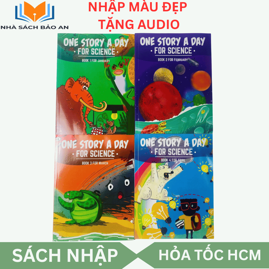 SÁCH KHOA HỌC - ONE STORY A DAY FOR SCIENCE TRỌN BỘ 4 CUỐN FULL MÀU KÈM FILE NGHE, ONE STORY A DAY K