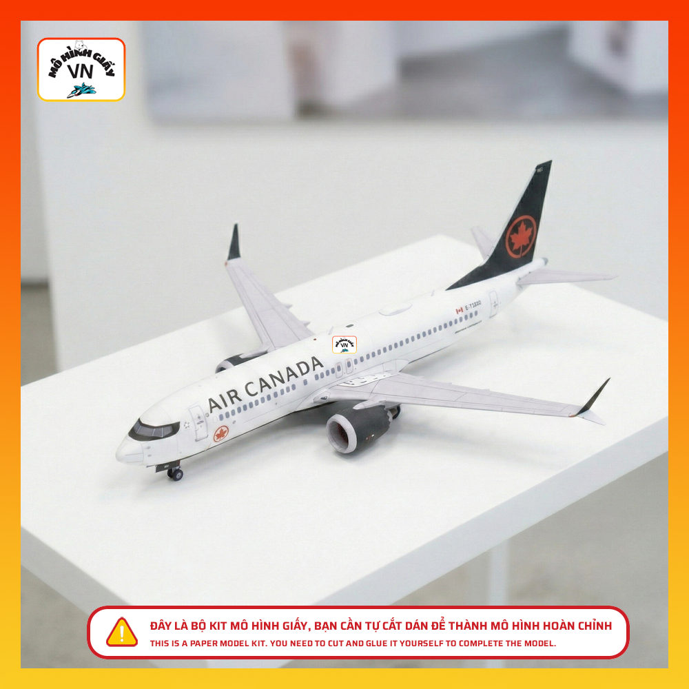 Bộ Kit Lắp Ráp Mô Hình Giấy Máy Bay Boeing 737 Max 8 Air Canada Tỉ Lệ 1/100 Chất Liệu Giấy Cao Cấp -