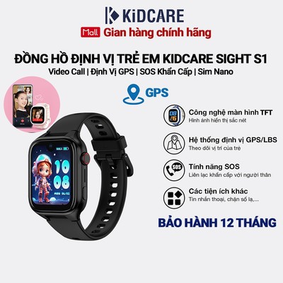 [MỚI] Đồng hồ định vị trẻ em Kidcare Sight S1 gọi video call |Định vị GPS| Quan sát từ xa - Màu đen