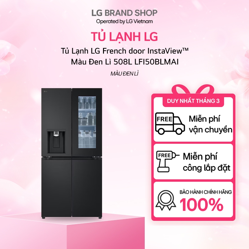 [Chỉ giao miền Nam] LFI50BLMAI.AEPPEVN - Tủ Lạnh LG French door InstaView™ Màu Đen Lì 508L LFI50BLMA