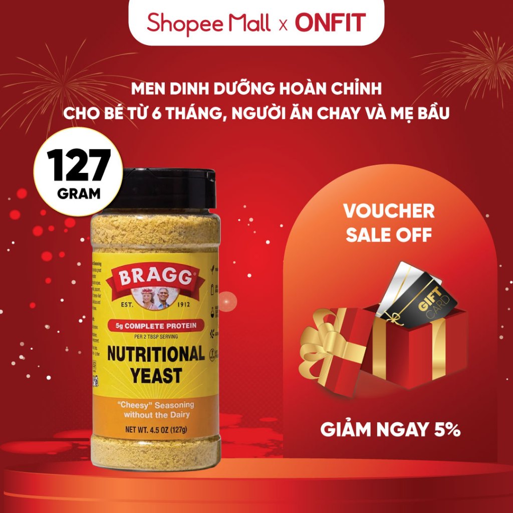Men Dinh Dưỡng Bragg Nutritional Yeast (127g) Giàu Dinh Dưỡng, Xuất Xứ Mỹ | ONFIT