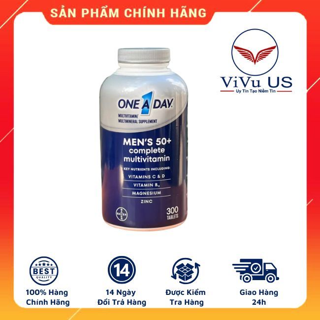 Viên uống One a day Men's 50+ Multivitamin 300 viên của Mỹ cho nam giới trên 50 tuổi.[ HSD 1/2027 ]
