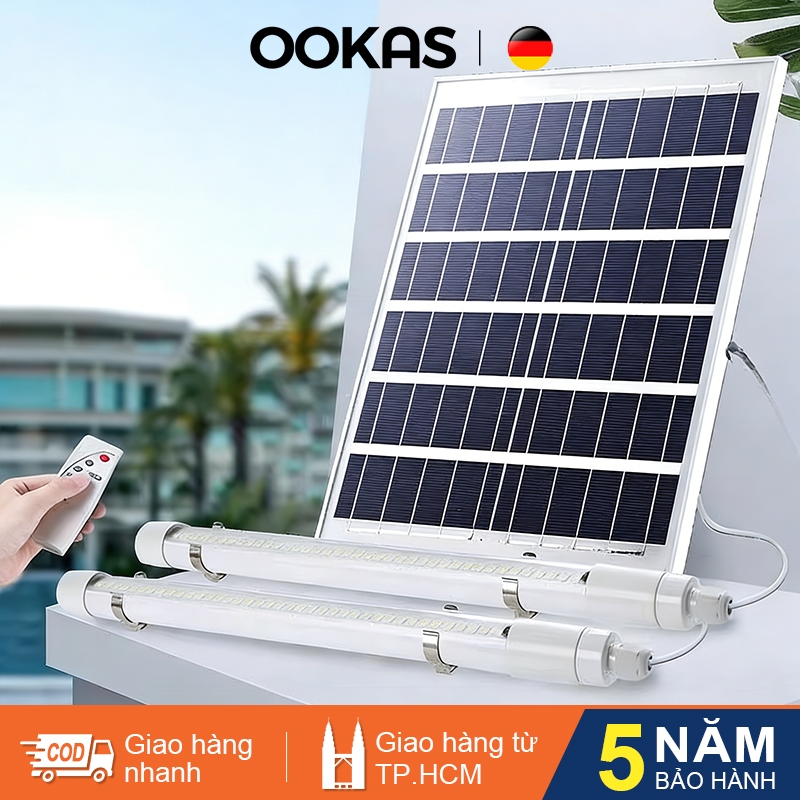 OOKAS Đèn Tuýp Led Năng Lượng Mặt Trời,Đèn Led Chiếu Sáng Sân Vườn Ngoài Trời, Ban Công