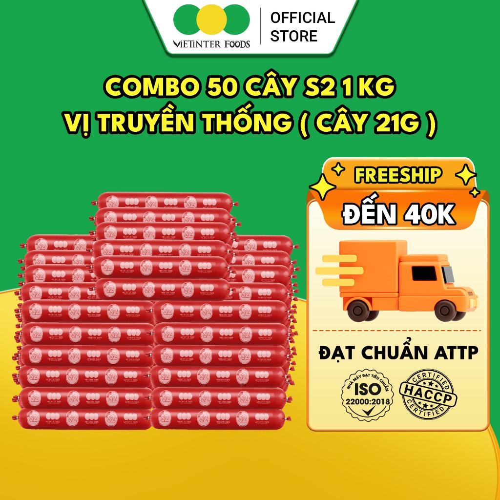 COMBO 1KG Xúc Xích Ăn Liền Siêu Ngon Dinh Dưỡng Tiệt Trùng S2 Joy Vietinter Foods