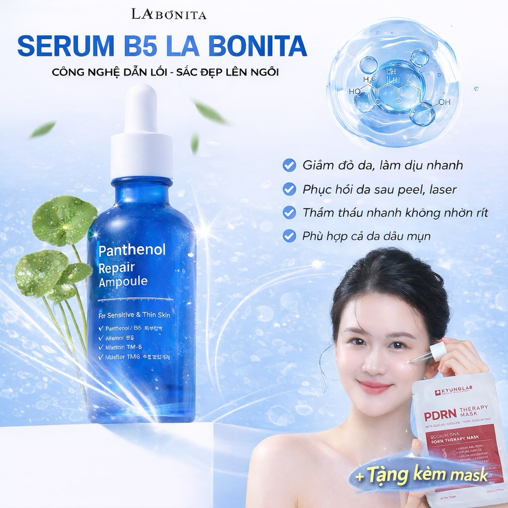 ( Công Ty ) Tinh Chất La Bonita B5 Hỗ Trợ Phục Hồi, Làm Dịu Da 50ml