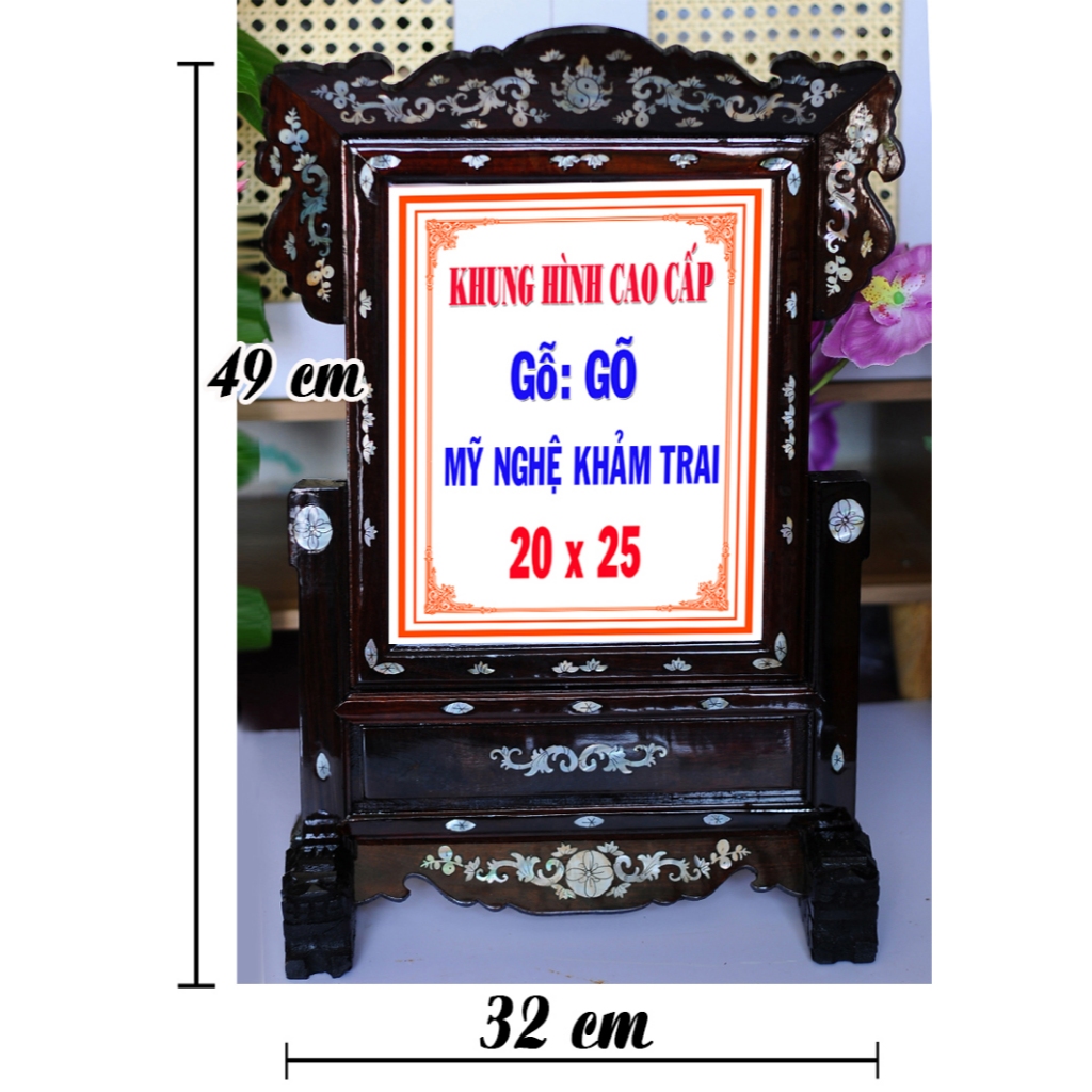 KHUNG ẢNH THỜ GỖ GÕ 20 X 25