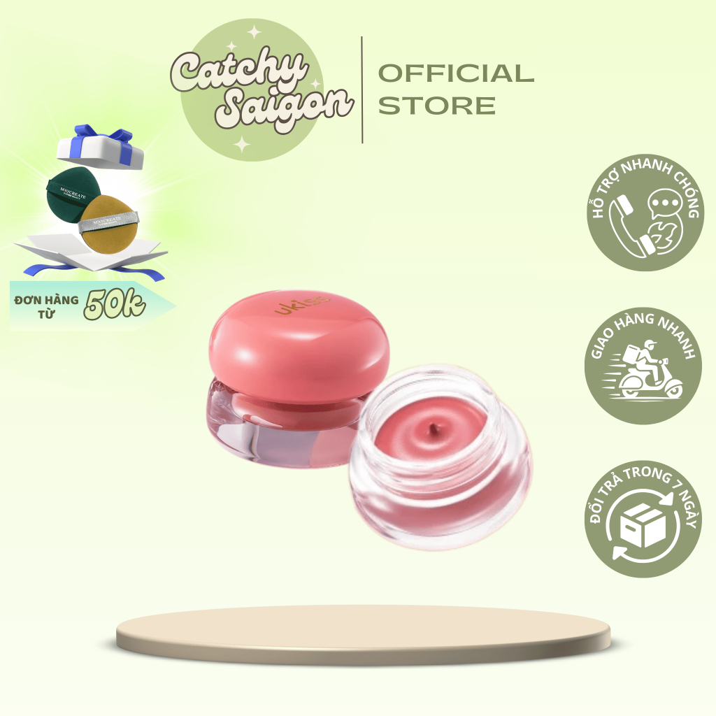 [UKISS] Son Bùn Hũ Ukiss Đa Năng Vỏ Hồng, Pudding Lip And Cheek Cream, 4.2g