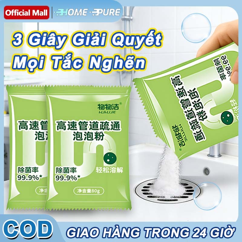 Bột thông tắc đường ống, Bột sạch thông đường ống thoát nước, Phân Hủy Tắc Nghẽn Nhanh, Không Hại Ống, Khử Mùi Hiệu Quả