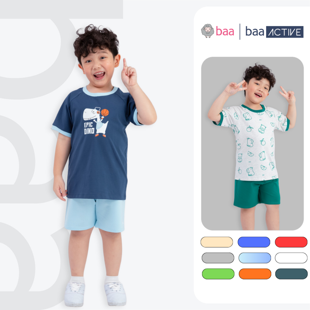 [Tặng 1 Áo Thun Đơn 599k] Đồ Bộ Bé Trai Mùa Hè Thun Cotton Co Giãn, Thoáng Mát 1-10 Tuổi Baababy DB04N