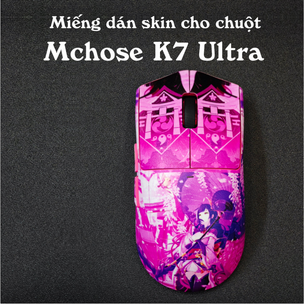 Skin dán chuột Mchose K7 Ultra mẫu Raiden Shogun | Miếng dán Film 3M chống trơn trượt