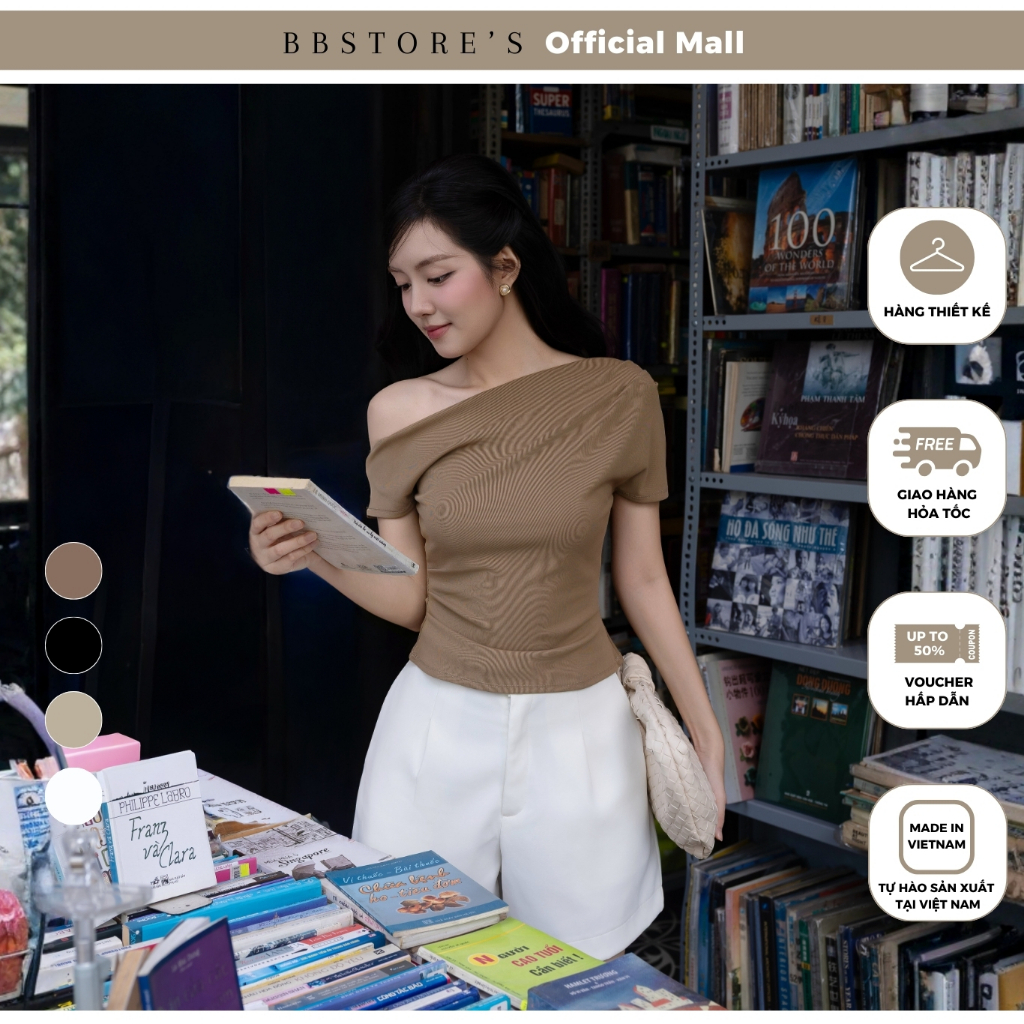BBSTORE'S Áo Dạo Phố Thun Gân Mịn Tay Ngắn - AAB44T