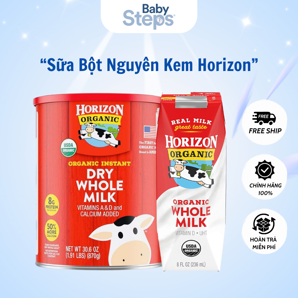 Sữa Horizon Organic Dry Whole Milk - Sữa tươi dạng bột hữu cơ Organic Horizon 870gr