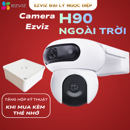 Camera Ezviz 2 Mắt H90 Dual 2K+ 8MP(4MP+4MP), Hồng Ngoại 30m, Đàm Thoại 2 Chiều,Đèn Còi Báo Động, Bả