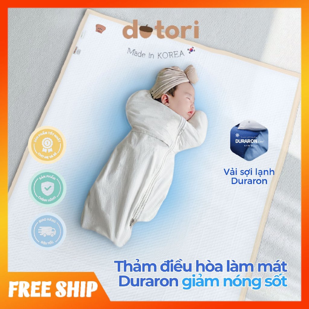 Thảm mát điều hoà thân nhiệt Dotori Hàn Quốc sợi DURARON mát lạnh cho bé - Chính hãng