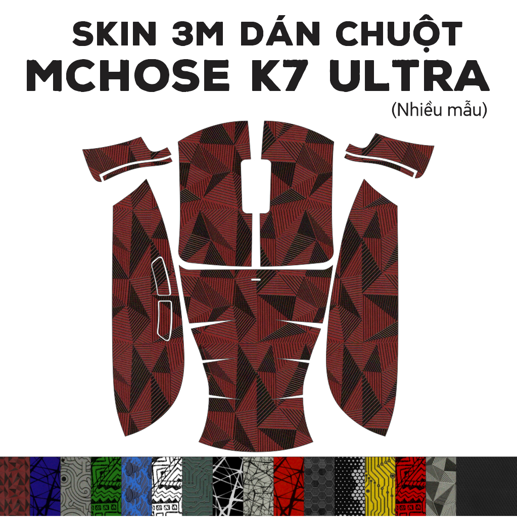Skin dán chuột Mchose K7 Ultra (Nhiều mẫu) | Miếng dán Film 3M chống trơn trượt