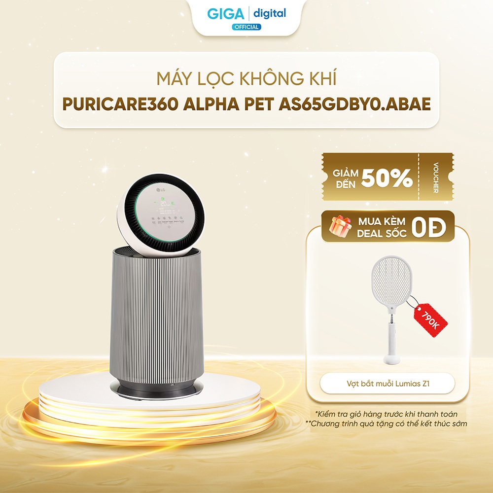 [ƯU ĐÃI QUÀ TẶNG] Máy lọc không khí PuriCare360 Alpha PET AS65GDBY0.ABAE 1 tầng Lọc không khí 360˚ -