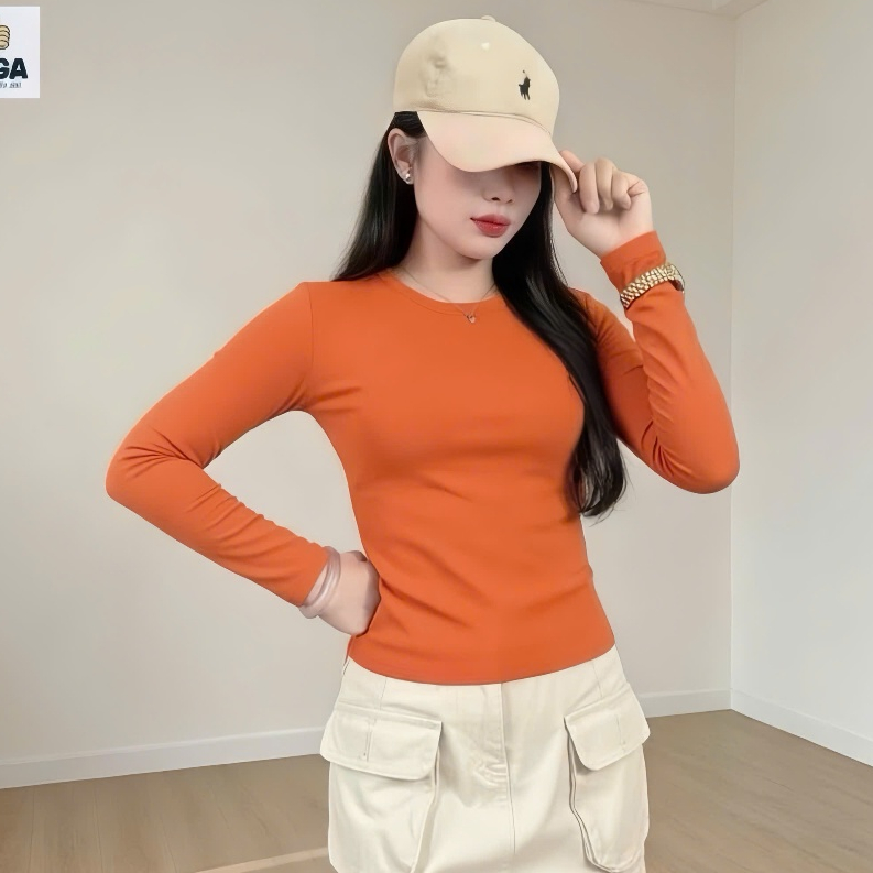 Áo thun ôm body cao cấp tôn eo DOGA tay dài trơn, chất COTTON BORIP co giãn, mềm mịn mát 10 màu M207