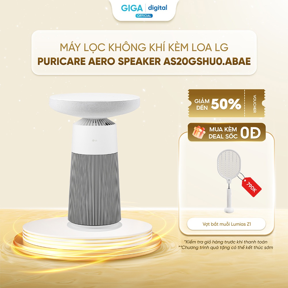 [ƯU ĐÃI QUÀ TẶNG] Máy lọc không khí kèm Loa LG PuriCare Aero Speaker AS20GSHU0.ABAE màu trắng - Diện