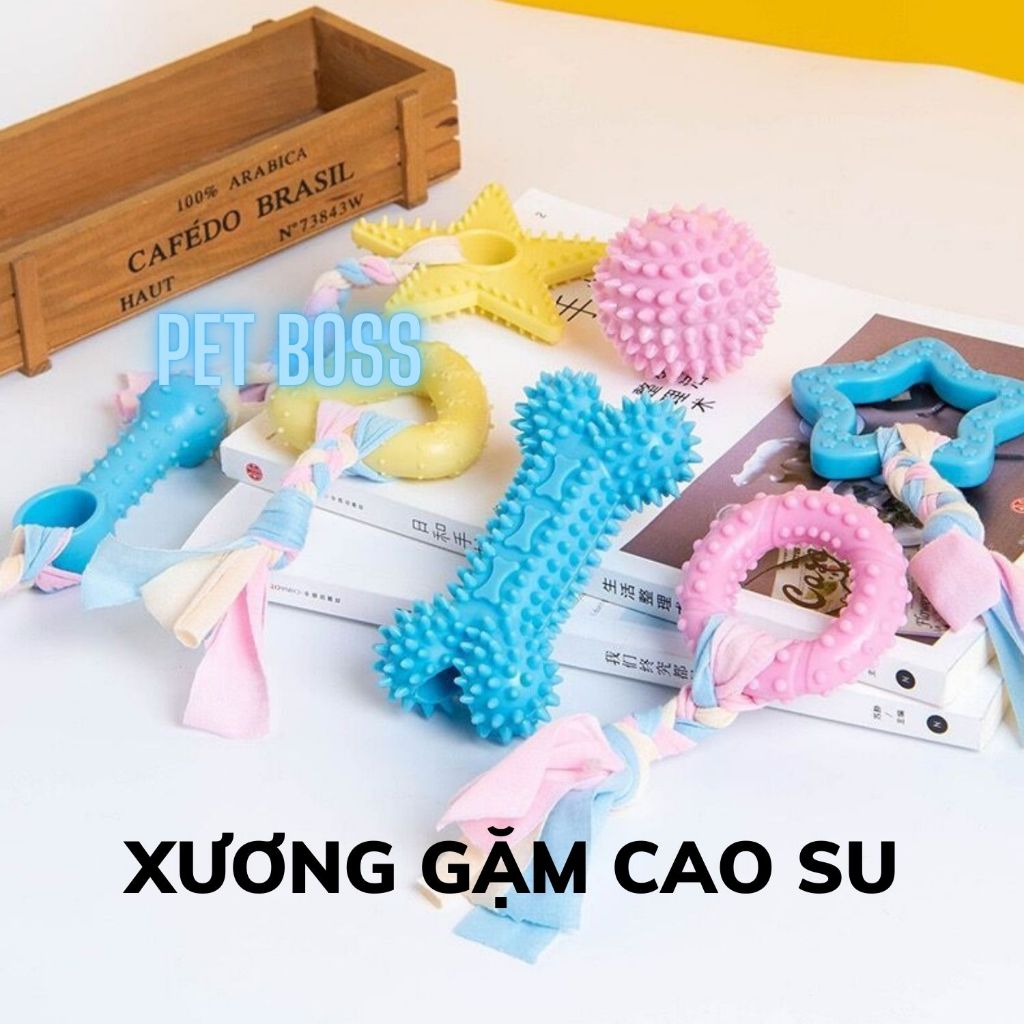 XƯƠNG GẶM CAO SU CHO CHÓ GẶM SẠCH RĂNG MÀU NGẪU NHIÊN, ĐỒ CHƠI THÚ CƯNG