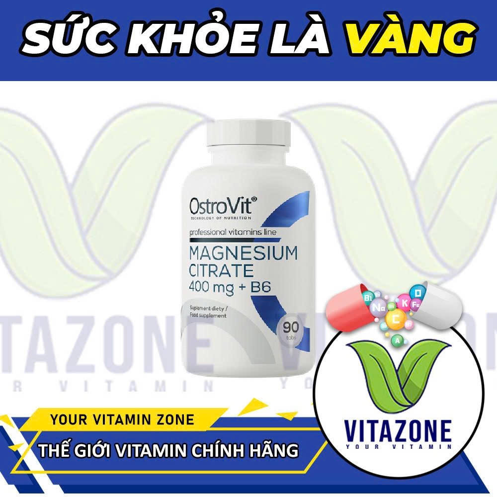Ostrovit Magnesium Citrate 400mg + B6 90V – Bổ Sung Magie