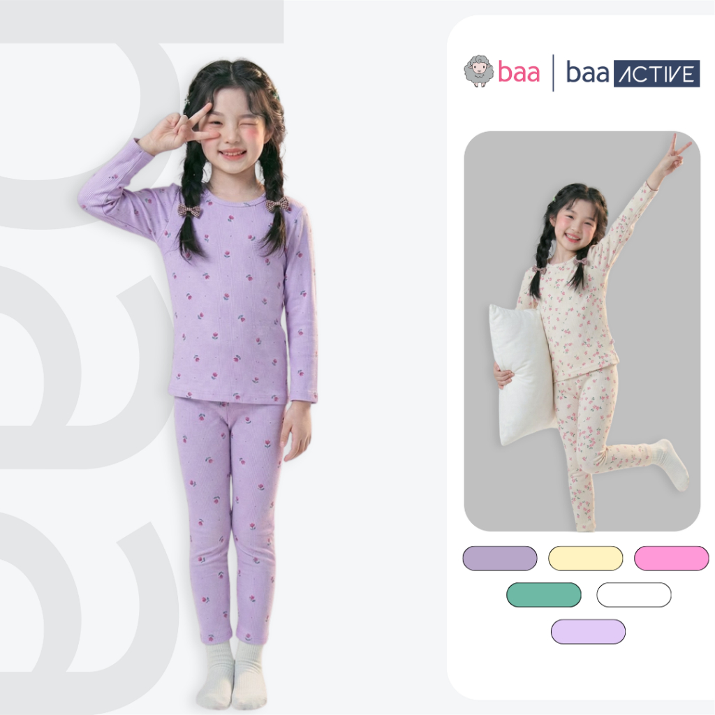 [Mới] Đồ bộ dài tay bé gái thun lạnh mềm mại, thoáng mát ( 1 - 10 tuổi ) Baababy DB07D