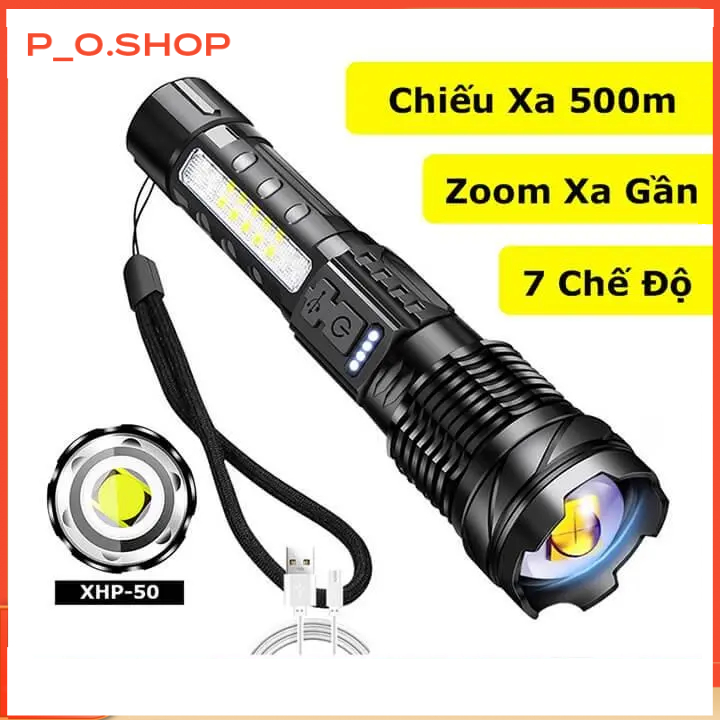 【🔥Rẻ】Đèn pin A76 siêu sáng  chiếu xa 300m cho Zoom xa gần, chống nước IPX4 pin trâu đèn pin A76 kèm 