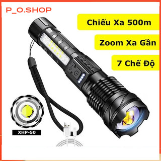 【🔥Rẻ】Đèn pin A76 siêu sáng  chiếu xa 300m cho Zoom xa gần, chống nước IPX4 pin trâu đèn pin A76 kèm dây sạc USB