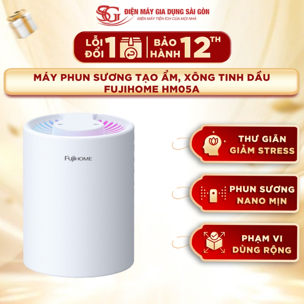 Máy phun sương tạo ẩm Fujihome HM05A 5L – Vòi phun kép điều chỉnh độc lập, kháng khuẩn ion bạc