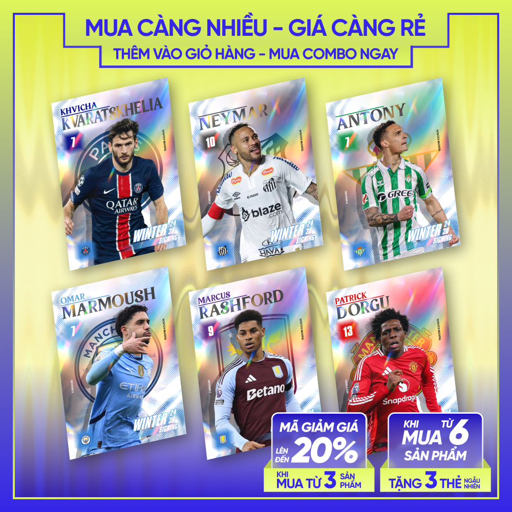 24-25 WINTER SIGNING | Thẻ cầu thủ bóng đá SKYLLECTA | Neymar Antony Kvaratskhelia Marmoush James Ro