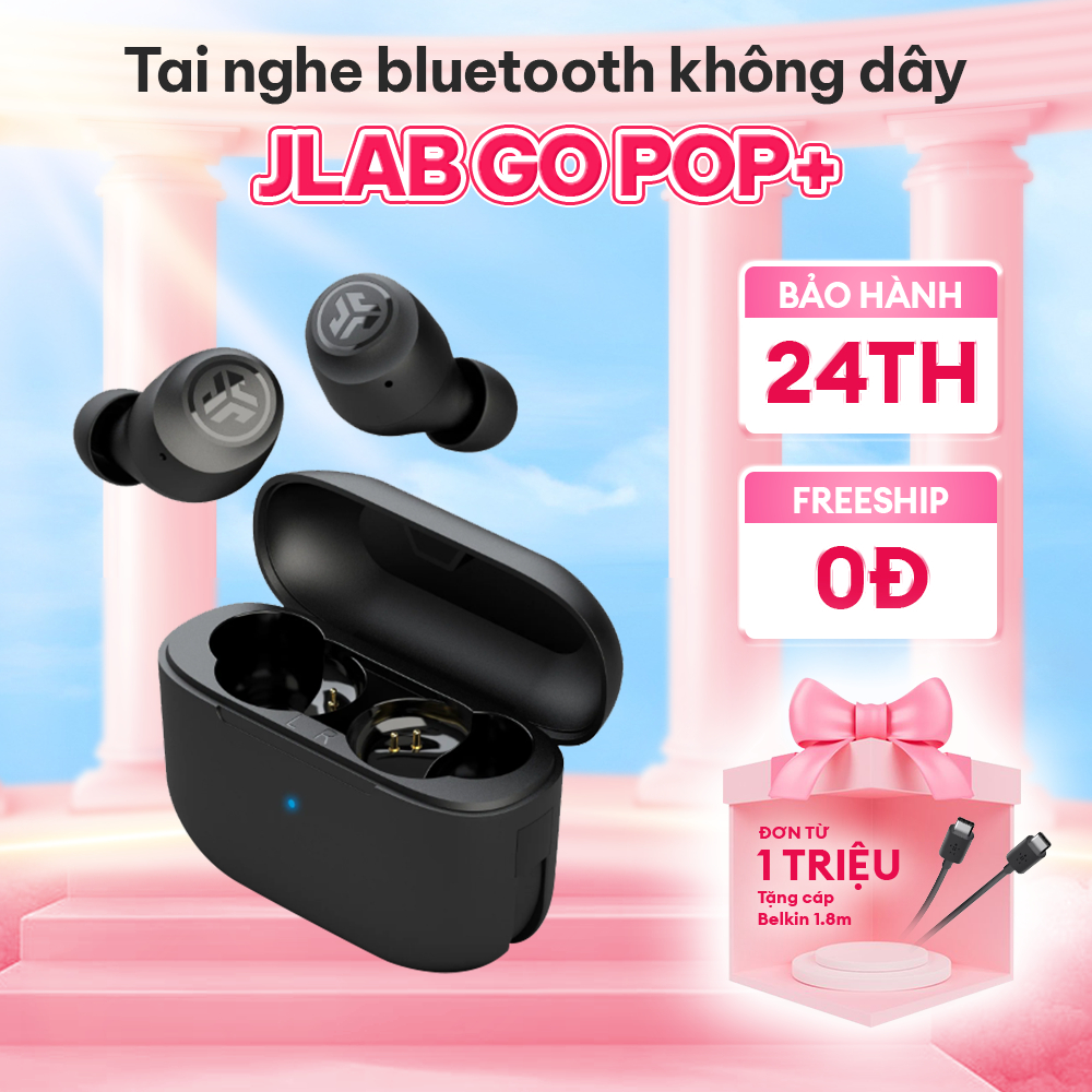 Tai nghe không dây True Wireless JLab Go Pop+ | Âm Thanh EQ3 | Thời Gian Phát 35+ Giờ