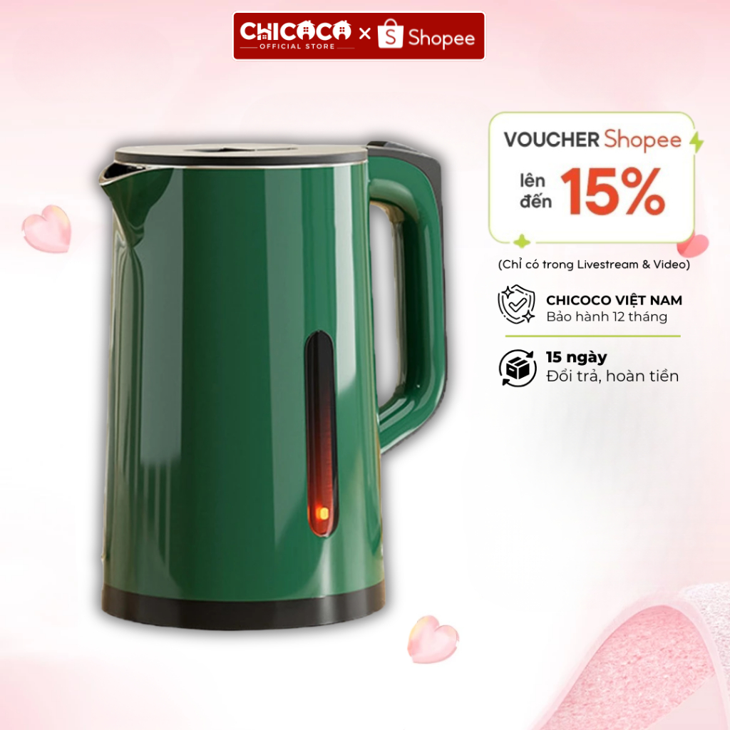 Ấm Siêu Tốc Đun Nước Dung Tích 2.5L Công Suất 1500W Sôi Nhanh Lõi Inox Vỏ Nhựa Cách Nhiệt Cách Điện
