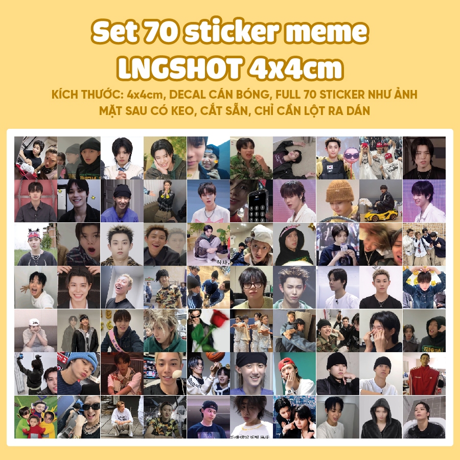 Set 70 sticker niêm phong meme LNGSHOT • Hình dán meme LNGSHOT kích thước 4x4cm cắt rời sẵn