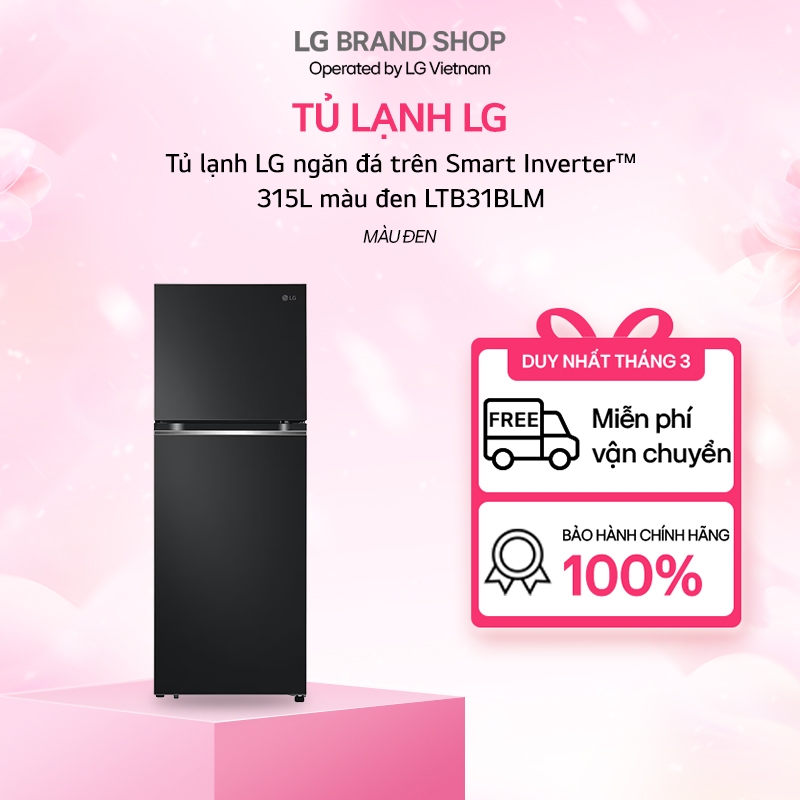 LTB31BLM - Tủ lạnh LG ngăn đá trên Smart Inverter™ 315L màu đen LTB31BLM