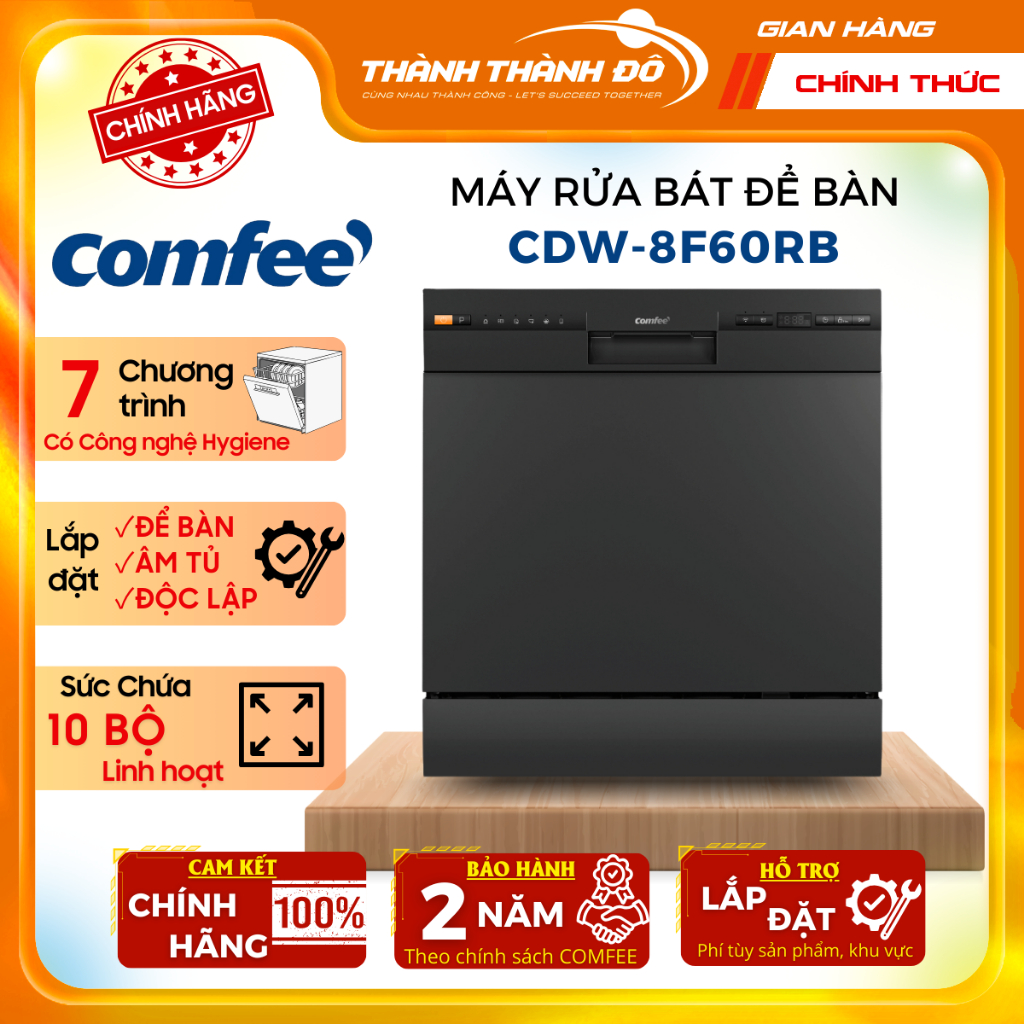[CHÍNH HÃNG] Máy rửa chén Comfee CDW-8F60RB, Công suất 10 bộ, Bảo hành 2 năm [CHÍNH HÃNG 100%]