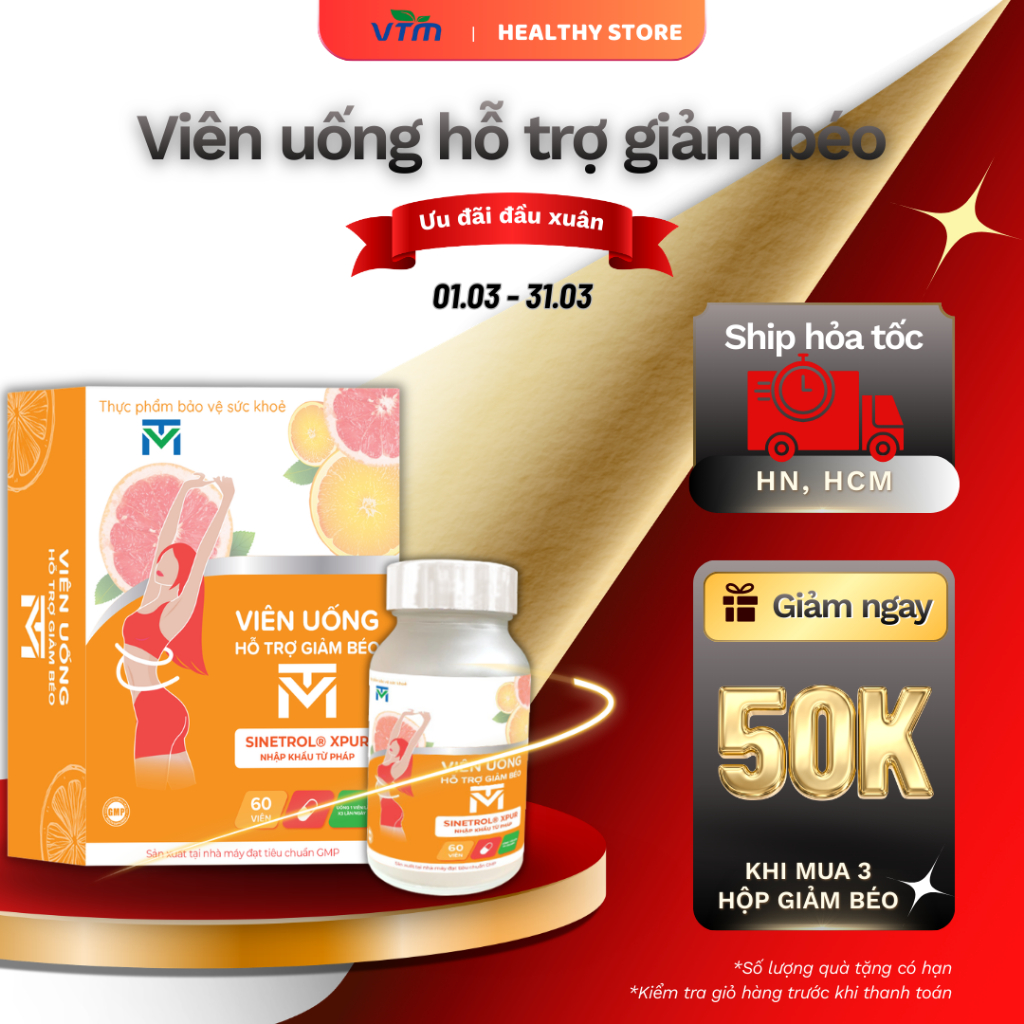 Viên uống hỗ trợ giảm béo VTM  giảm cảm giác thèm ăn, tăng phân giải mỡ thừa