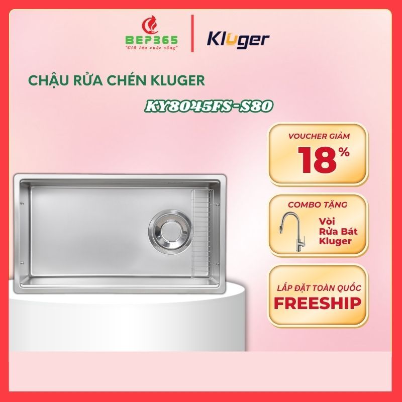 Chậu rửa bát Kluger TOYA Series KY8045FS – S80, Bề mặt LINEN dập nổi, Bảo hành 10 năm - BST