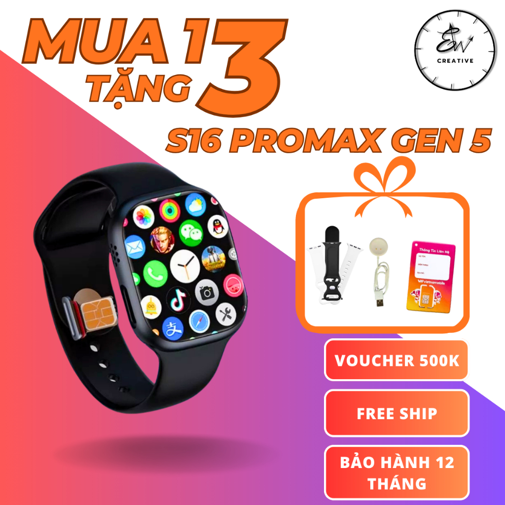 ĐỒNG HỒ THÔNG MINH LẮP SIM EWATCH S16 Ultra 5G LẮP SIM ĐỘC LẬP, NGHE GỌI, TẢI ỨNG DỤNG BẢO HÀNH 12T