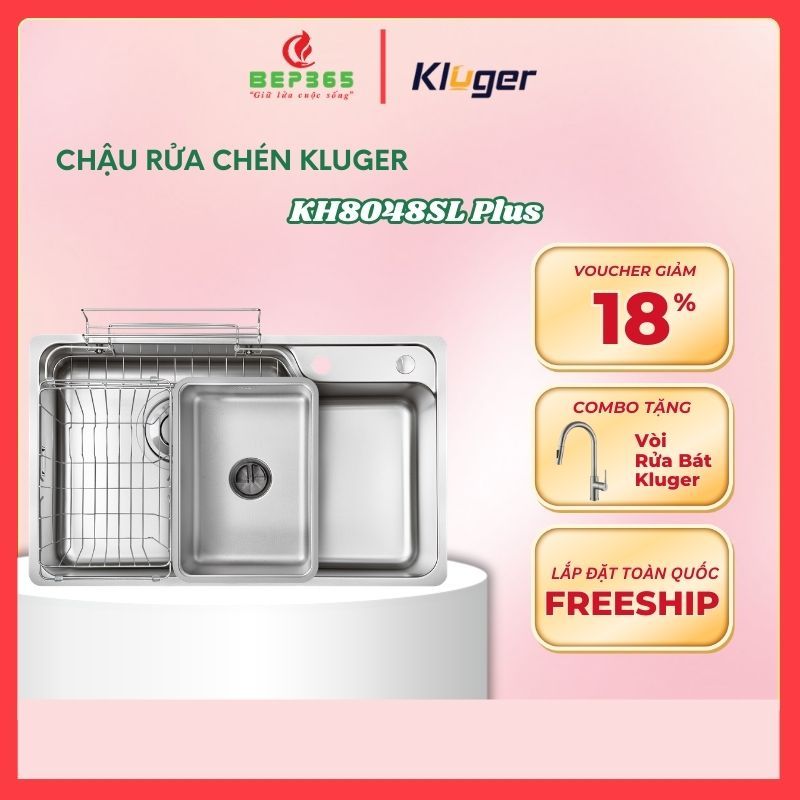 Chậu rửa bát Kluger HARU Series KH8048SL Plus, Bề mặt SUPER LINEN dập nổi, Bảo hành 10 năm - BST