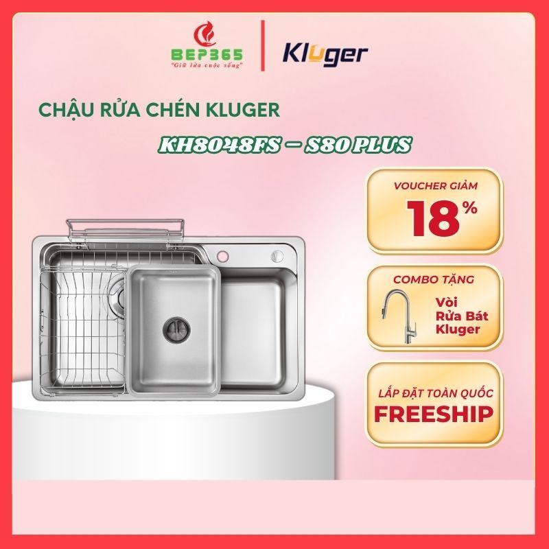 Chậu rửa bát Kluger HARU Series KH8048FS - S80, Bề mặt LINEN dập nổi, Bảo hành 10 năm - BST