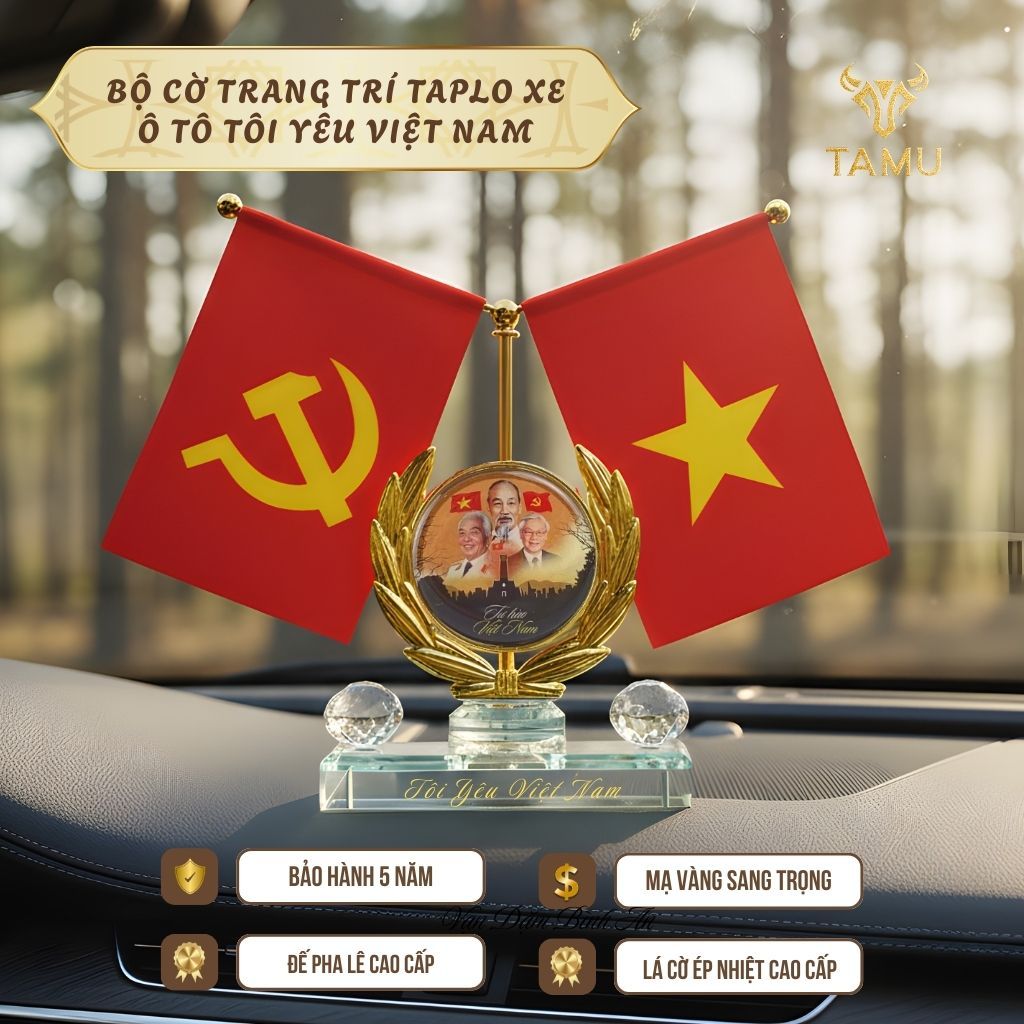 ( TỔNG HỢP ) Bộ Cờ Tổ Quốc Trang Trí Thảm Taplo Xe Ô Tô TAMU